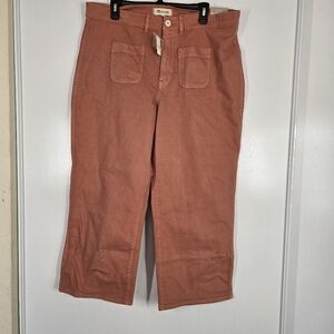 Madewell The Perfect Vntage Wide Leg Crop Pants Women's 33 Burnt Orange Fall NWT